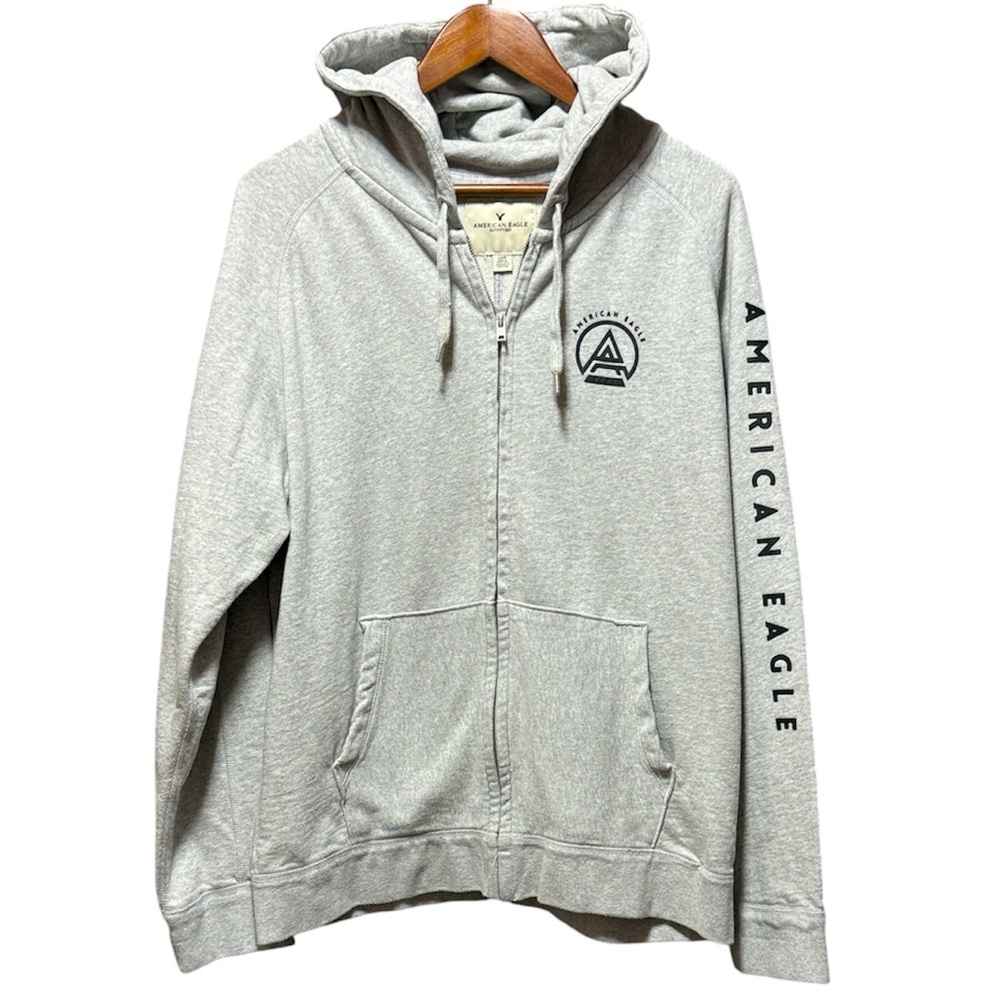 American Eagle Outfitters Light Gray Zip-Up Sweater